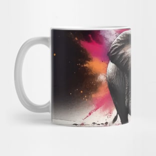 Monochromatic Elephant With Colorful Splash Mug